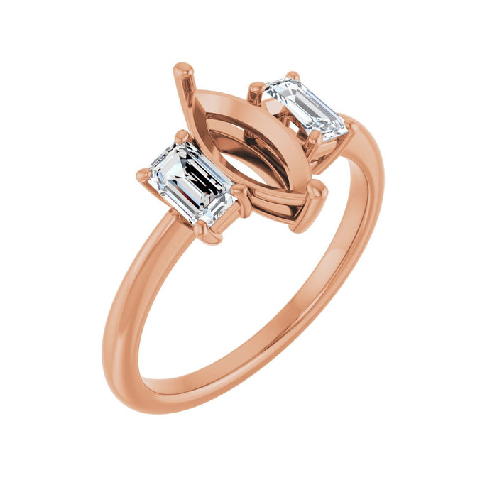 14K Rose Gold 10x5 mm Marquise 3/4 CTW Lab-Grown Semi-Set Engagement Ring