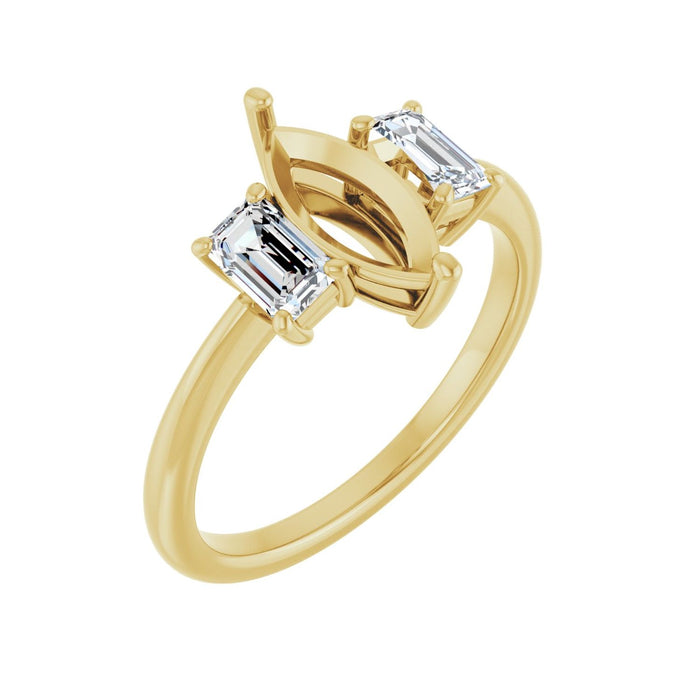 14K Yellow Gold 10x5 mm Marquise 3/4 CTW Lab-Grown Semi-Set Engagement Ring