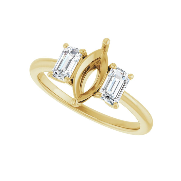 14K Yellow Gold 9x4.5 mm Marquise 3/4 CTW Lab-Grown Semi-Set Engagement Ring