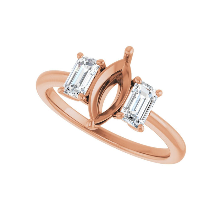 14K Rose Gold 9x4.5 mm Marquise 3/4 CTW Lab-Grown Semi-Set Engagement Ring