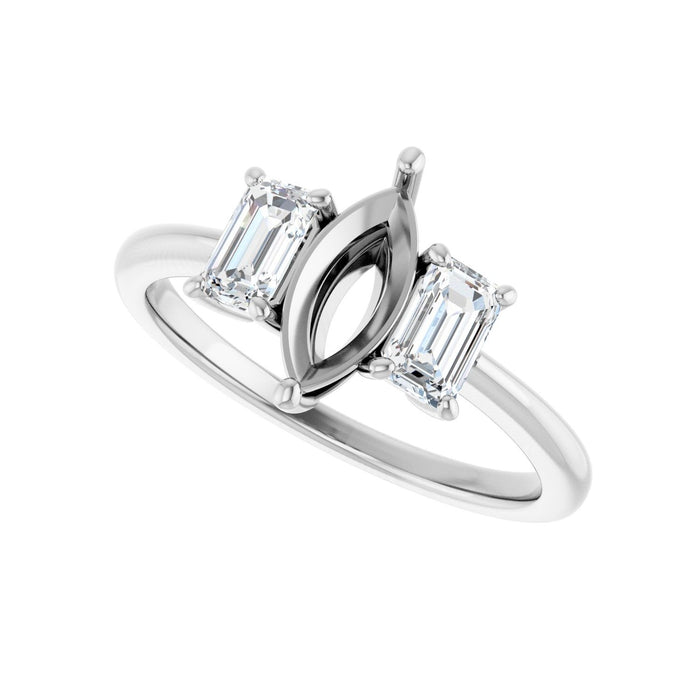 14K White Gold 9x4.5 mm Marquise 3/4 CTW Lab-Grown Semi-Set Engagement Ring