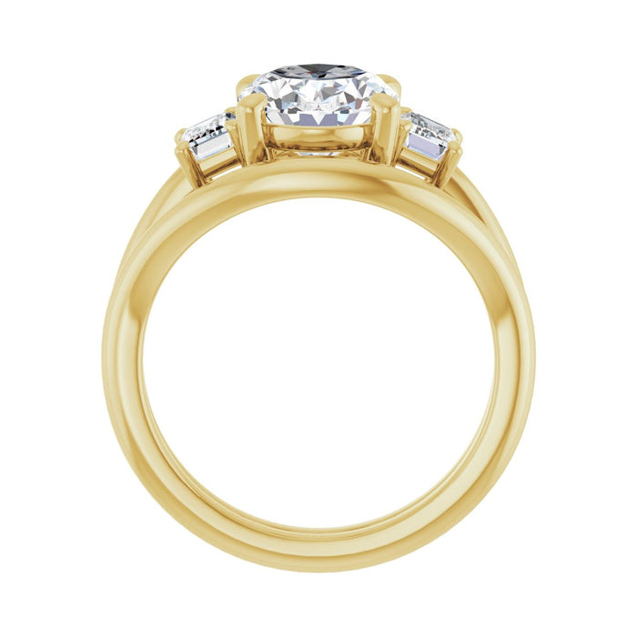 14K Yellow Gold 10x8 mm Oval 3/4 CTW Lab-Grown Semi-Set Engagement Ring