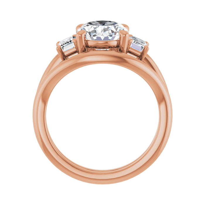 14K Rose Gold 10x8 mm Oval 3/4 CTW Lab-Grown Semi-Set Engagement Ring
