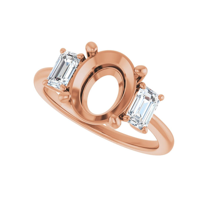 14K Rose Gold 10x8 mm Oval 3/4 CTW Lab-Grown Semi-Set Engagement Ring