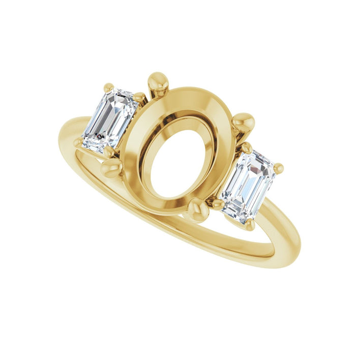14K Yellow Gold 10x8 mm Oval 3/4 CTW Lab-Grown Semi-Set Engagement Ring