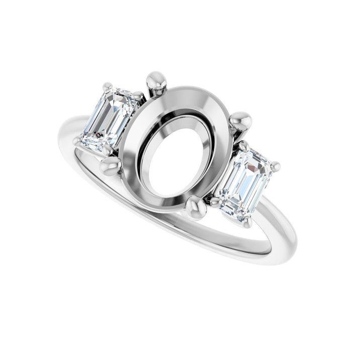 Platinum 10x8 mm Oval 3/4 CTW Lab-Grown Semi-Set Engagement Ring