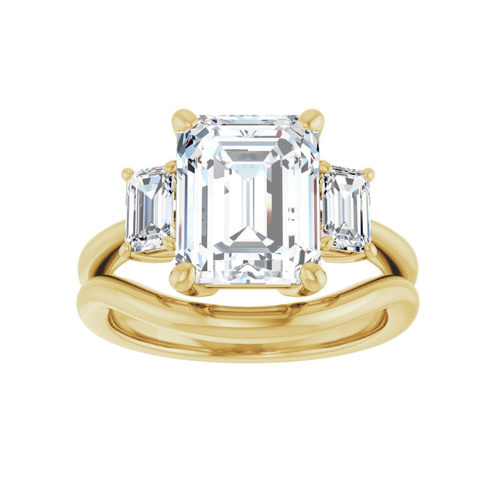 14K Yellow Gold 10x8 mm Emerald 5/8 CTW Lab-Grown Semi-Set Engagement Ring