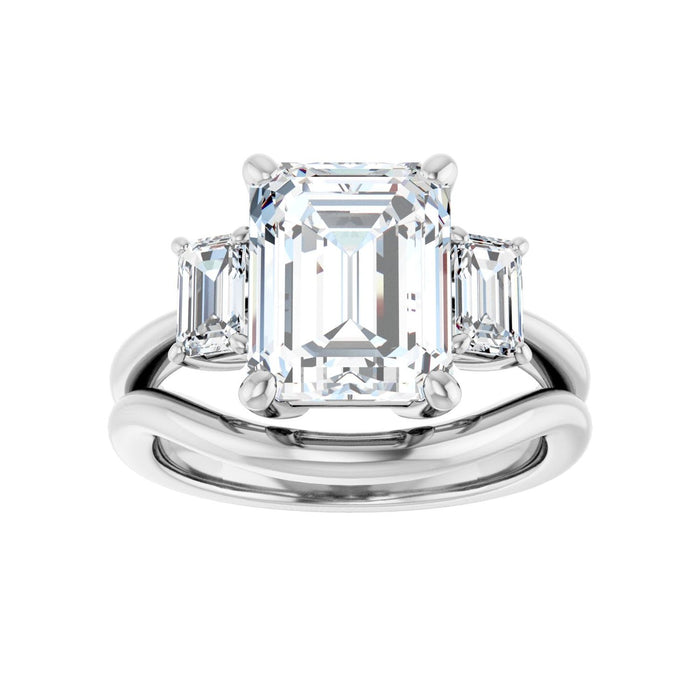 14K White Gold 10x8 mm Emerald 5/8 CTW Lab-Grown Semi-Set Engagement Ring