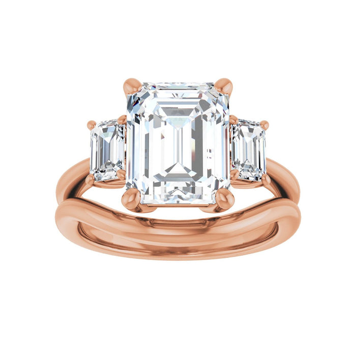 14K Rose Gold 10x8 mm Emerald 5/8 CTW Lab-Grown Semi-Set Engagement Ring