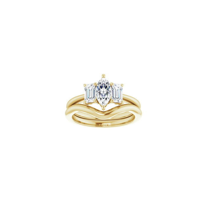 14K Yellow Gold 8x4 mm Marquise 3/4 CTW Lab-Grown Semi-Set Engagement Ring