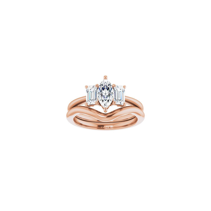 14K Rose Gold 8x4 mm Marquise 3/4 CTW Lab-Grown Semi-Set Engagement Ring
