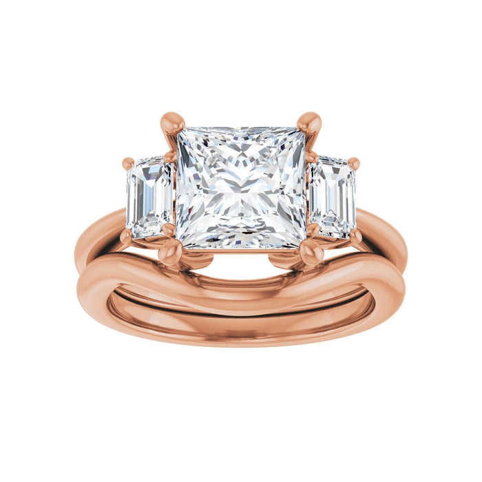 14K Rose Gold 7.5x7.5 mm Square 3/4 CTW Lab-Grown Semi-Set Engagement Ring