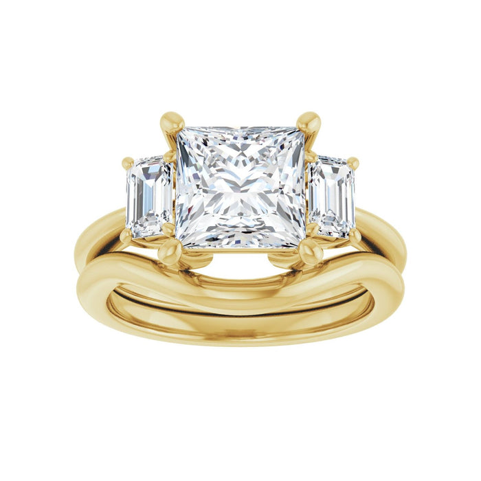 14K Yellow Gold 7.5x7.5 mm Square 3/4 CTW Lab-Grown Semi-Set Engagement Ring