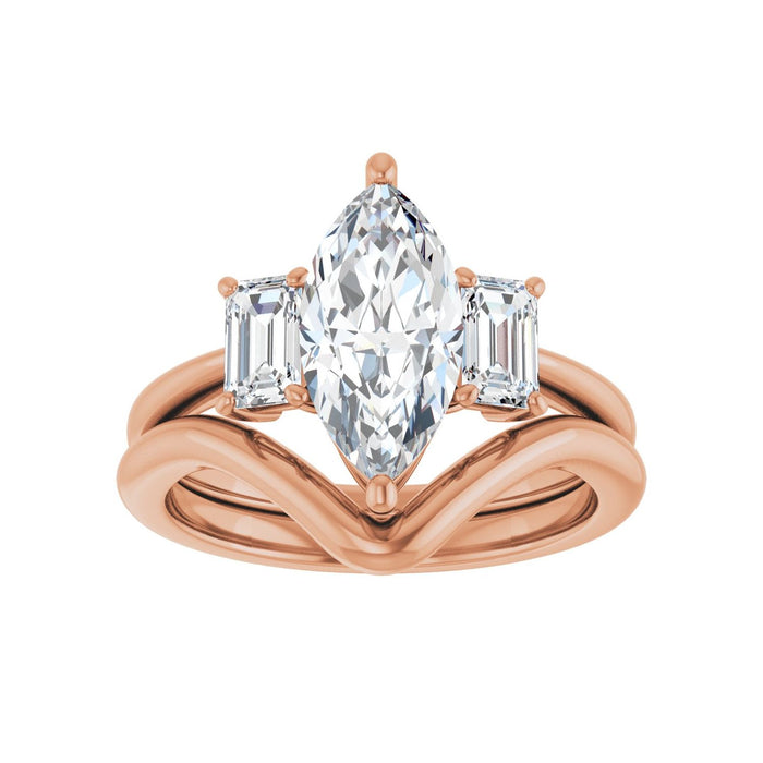 14K Rose Gold 12x6 mm Marquise 3/4 CTW Lab-Grown Semi-Set Engagement Ring