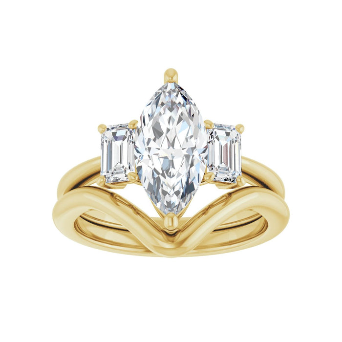 14K Yellow Gold 12x6 mm Marquise 3/4 CTW Lab-Grown Semi-Set Engagement Ring