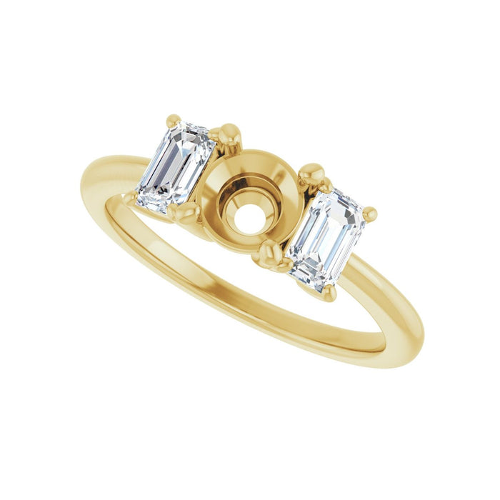14K Yellow Gold 5.8 mm Round 3/4 CTW Lab-Grown Semi-Set Engagement Ring