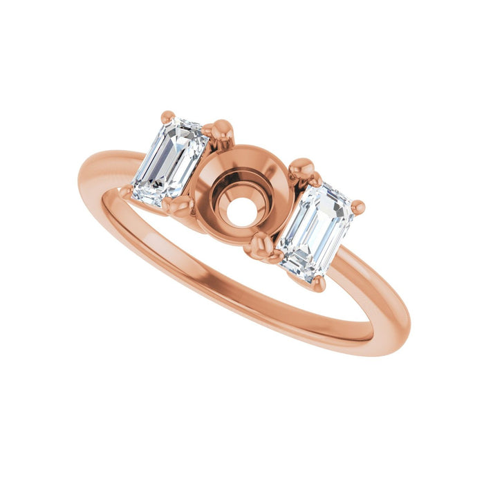 14K Rose Gold 5.8 mm Round 3/4 CTW Lab-Grown Semi-Set Engagement Ring