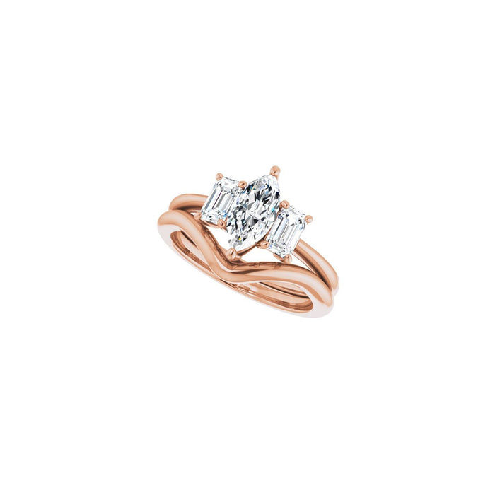 14K Rose Gold 9x4.5 mm Marquise 3/4 CTW Lab-Grown Semi-Set Engagement Ring