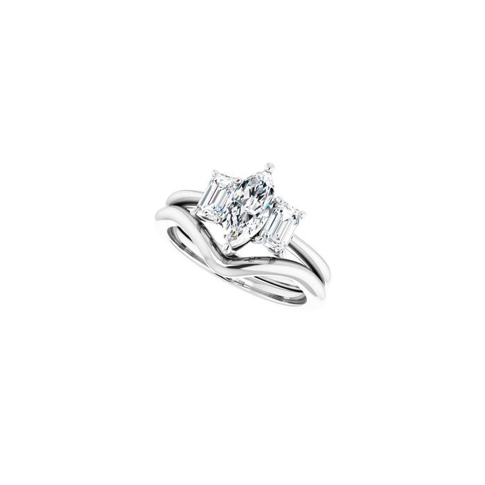 14K White Gold 9x4.5 mm Marquise 3/4 CTW Lab-Grown Semi-Set Engagement Ring