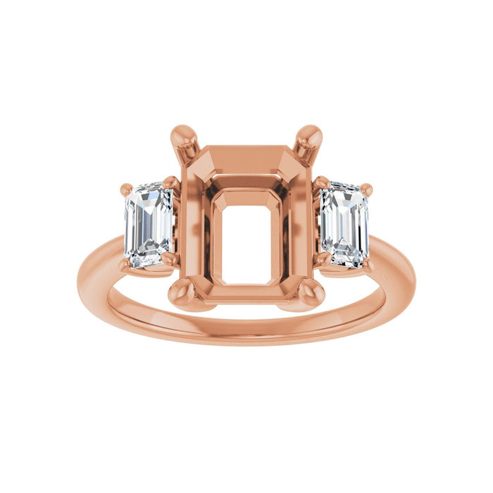 14K Rose Gold 10x8 mm Emerald 5/8 CTW Lab-Grown Semi-Set Engagement Ring