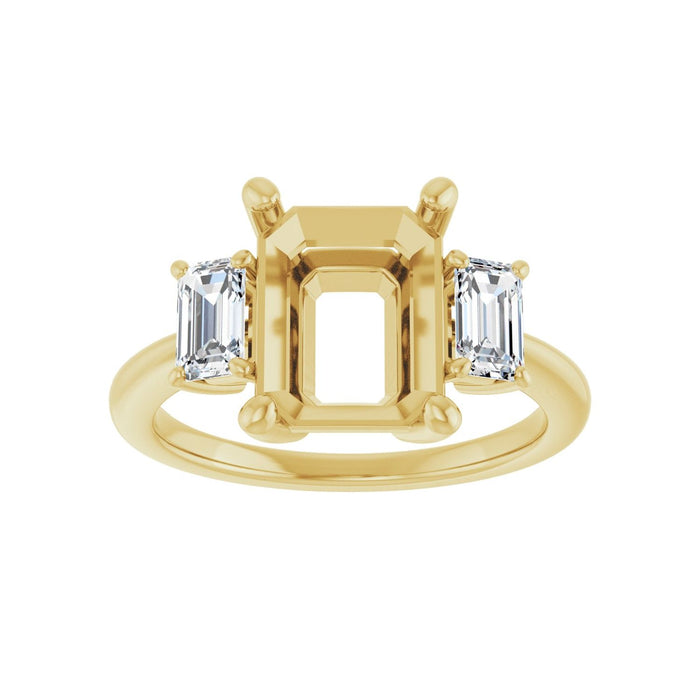 14K Yellow Gold 10x8 mm Emerald 5/8 CTW Lab-Grown Semi-Set Engagement Ring