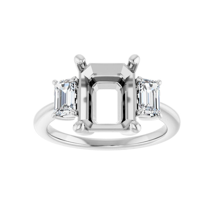 14K White Gold 10x8 mm Emerald 5/8 CTW Lab-Grown Semi-Set Engagement Ring