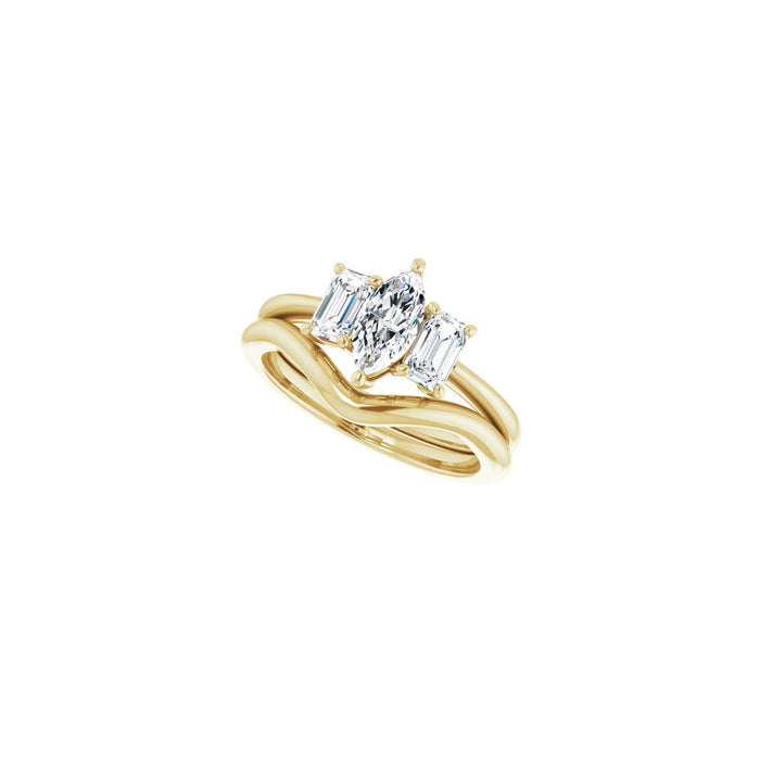14K Yellow Gold 8x4 mm Marquise 3/4 CTW Lab-Grown Semi-Set Engagement Ring