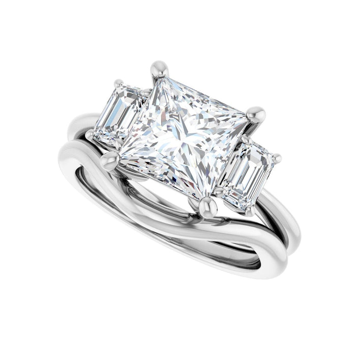 Platinum 7.5x7.5 mm Square 3/4 CTW Lab-Grown Semi-Set Engagement Ring