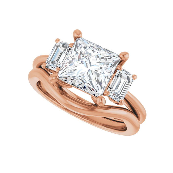 14K Rose Gold 7.5x7.5 mm Square 3/4 CTW Lab-Grown Semi-Set Engagement Ring