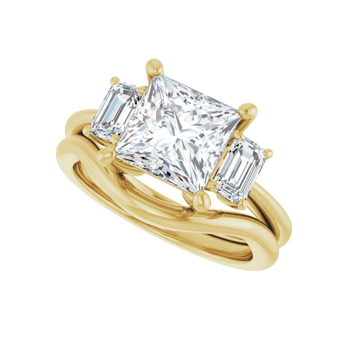 14K Yellow Gold 7.5x7.5 mm Square 3/4 CTW Lab-Grown Semi-Set Engagement Ring