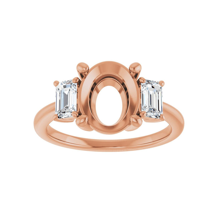 14K Rose Gold 10x8 mm Oval 3/4 CTW Lab-Grown Semi-Set Engagement Ring