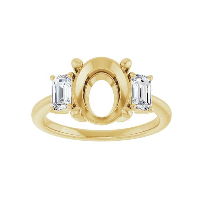 14K Yellow Gold 10x8 mm Oval 3/4 CTW Lab-Grown Semi-Set Engagement Ring