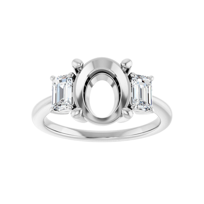 14K White Gold 10x8 mm Oval 3/4 CTW Lab-Grown Semi-Set Engagement Ring
