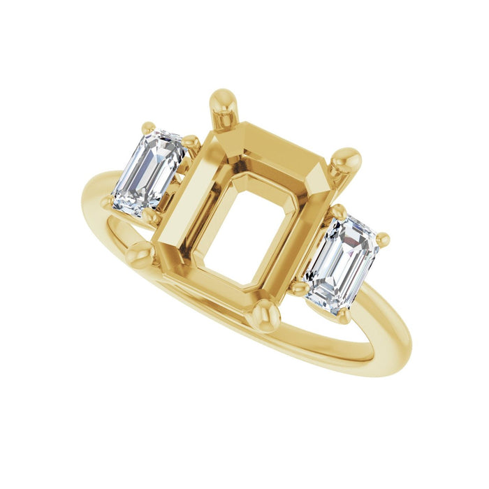 14K Yellow Gold 10x8 mm Emerald 5/8 CTW Lab-Grown Semi-Set Engagement Ring