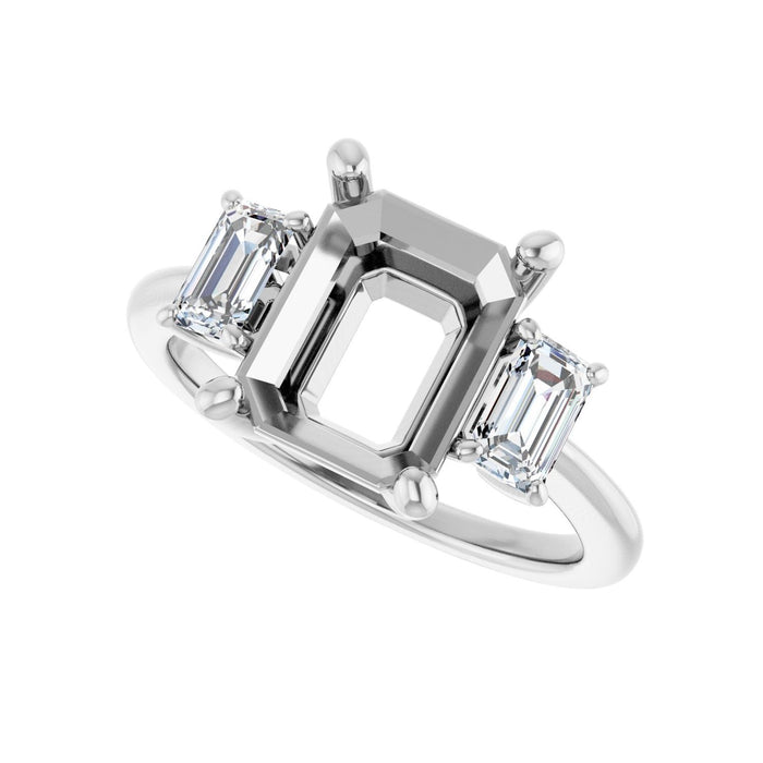 Platinum 10x8 mm Emerald 5/8 CTW Lab-Grown Semi-Set Engagement Ring