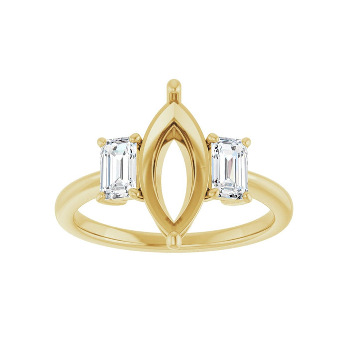 14K Yellow Gold 12x6 mm Marquise 3/4 CTW Lab-Grown Semi-Set Engagement Ring