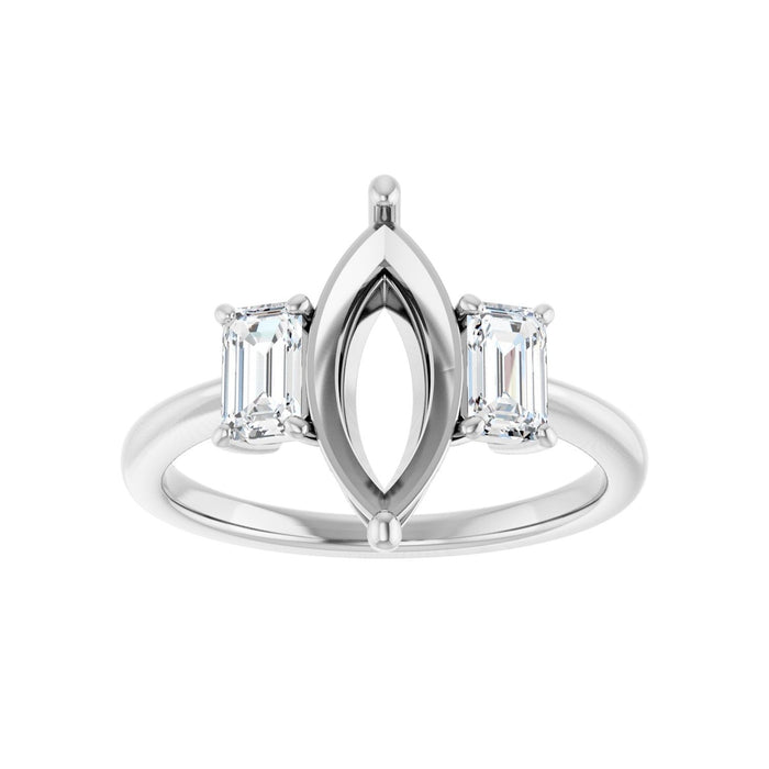 Platinum 12x6 mm Marquise 3/4 CTW Lab-Grown Semi-Set Engagement Ring
