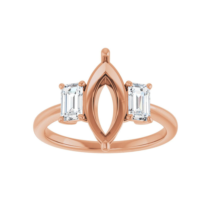 14K Rose Gold 12x6 mm Marquise 3/4 CTW Lab-Grown Semi-Set Engagement Ring