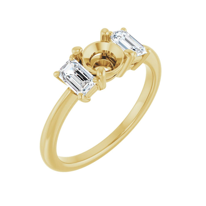 14K Yellow Gold 5.8 mm Round 3/4 CTW Lab-Grown Semi-Set Engagement Ring