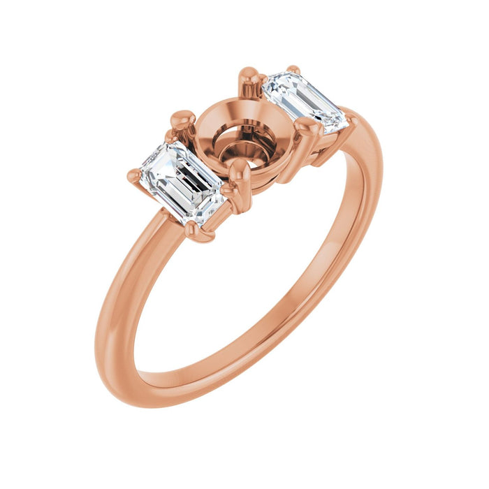 14K Rose Gold 5.8 mm Round 3/4 CTW Lab-Grown Semi-Set Engagement Ring