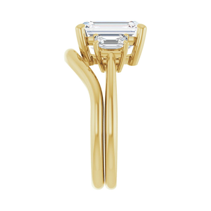 14K Yellow Gold 10x8 mm Emerald 5/8 CTW Lab-Grown Semi-Set Engagement Ring