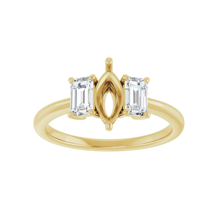 14K Yellow Gold 8x4 mm Marquise 3/4 CTW Lab-Grown Semi-Set Engagement Ring