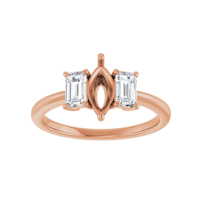14K Rose Gold 8x4 mm Marquise 3/4 CTW Lab-Grown Semi-Set Engagement Ring