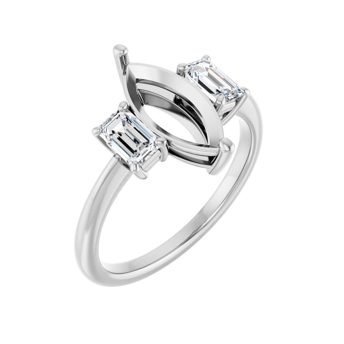 Platinum 12x6 mm Marquise 3/4 CTW Lab-Grown Semi-Set Engagement Ring