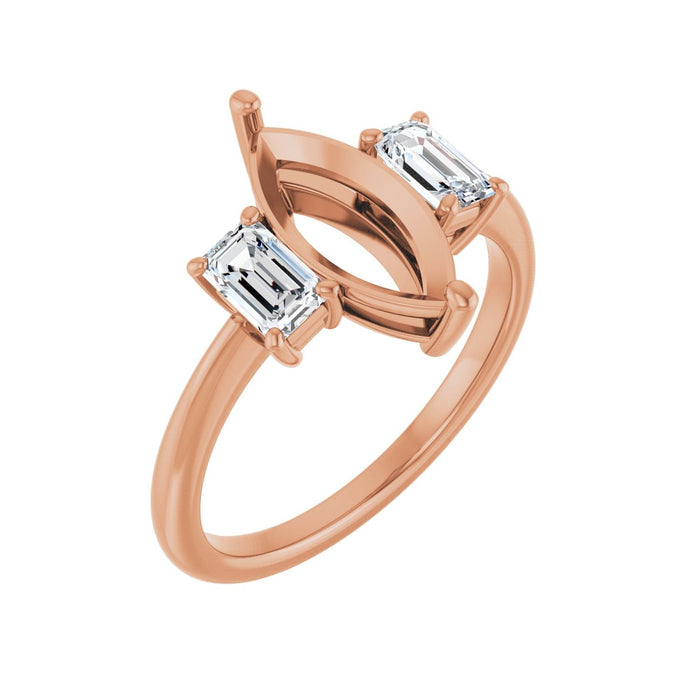 14K Rose Gold 12x6 mm Marquise 3/4 CTW Lab-Grown Semi-Set Engagement Ring