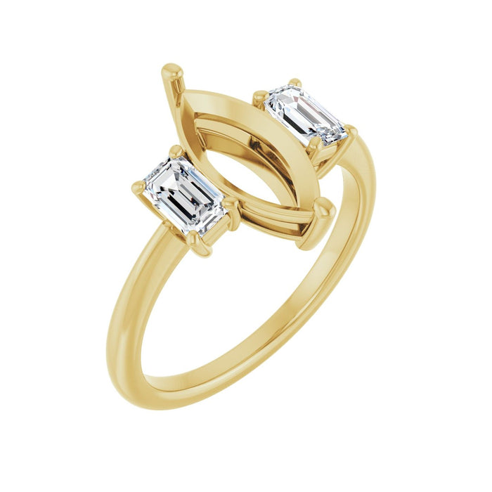 14K Yellow Gold 12x6 mm Marquise 3/4 CTW Lab-Grown Semi-Set Engagement Ring