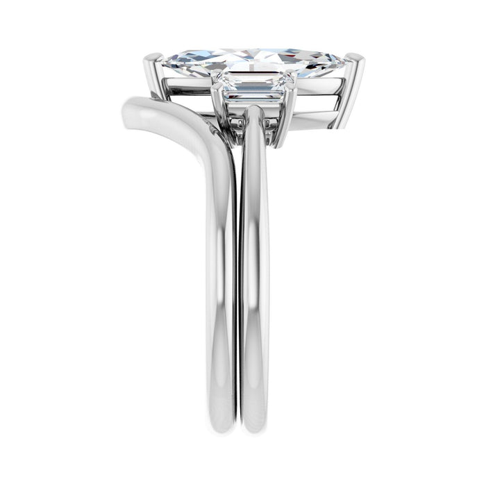 Platinum 12x6 mm Marquise 3/4 CTW Lab-Grown Semi-Set Engagement Ring