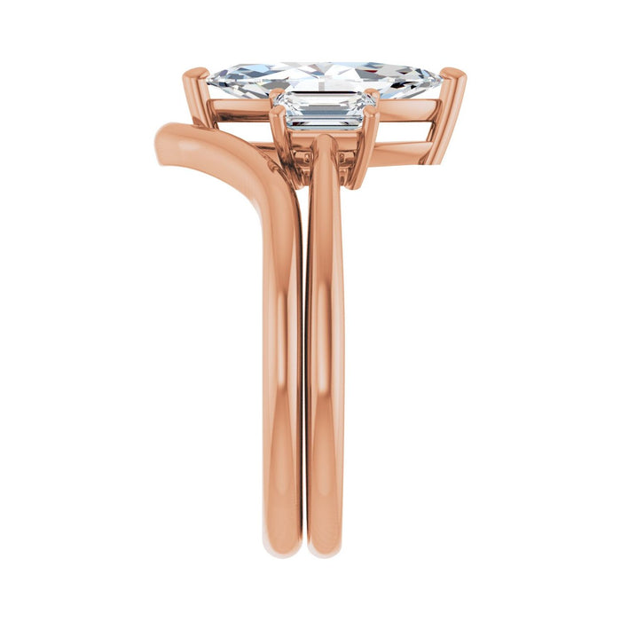 14K Rose Gold 12x6 mm Marquise 3/4 CTW Lab-Grown Semi-Set Engagement Ring