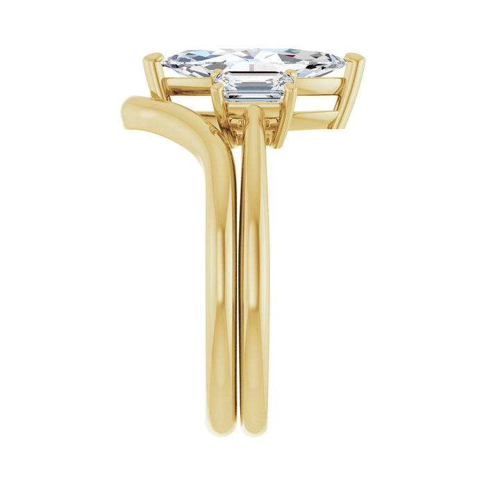 14K Yellow Gold 12x6 mm Marquise 3/4 CTW Lab-Grown Semi-Set Engagement Ring