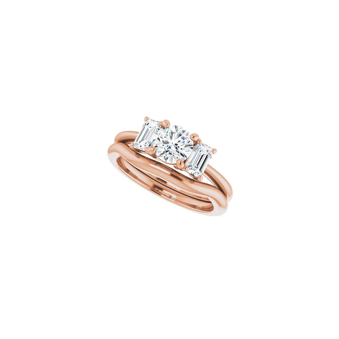 14K Rose Gold 5.8 mm Round 3/4 CTW Lab-Grown Semi-Set Engagement Ring